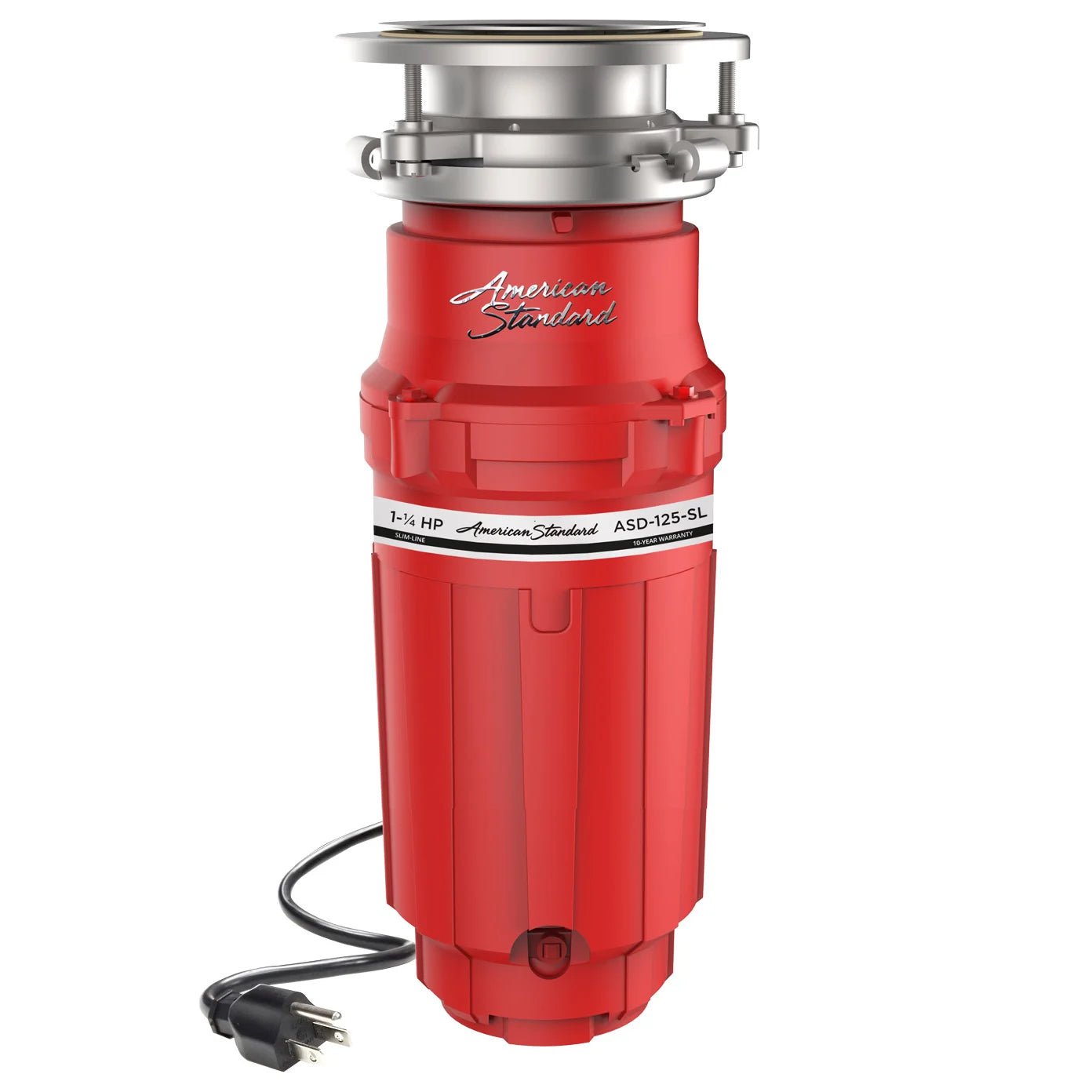 Red American Standard disposal unit on a white background