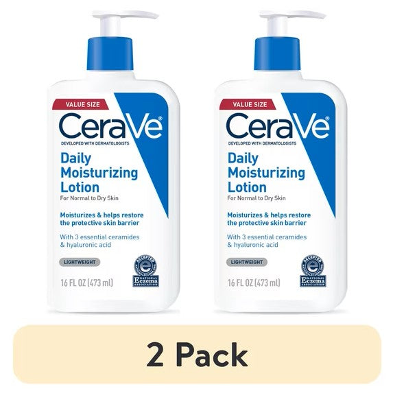 CeraVe Daily Moisturizing Lotion, Normal to Dry Skin, 16 fl oz, 2-pack