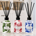 Toile Fleur Collection Reed Diffuser Set of 3 | Made in USA | Pine Cedar, Oakmoss Amber, Lavender Sandalwood | 6.7 fl oz Glass Bottles