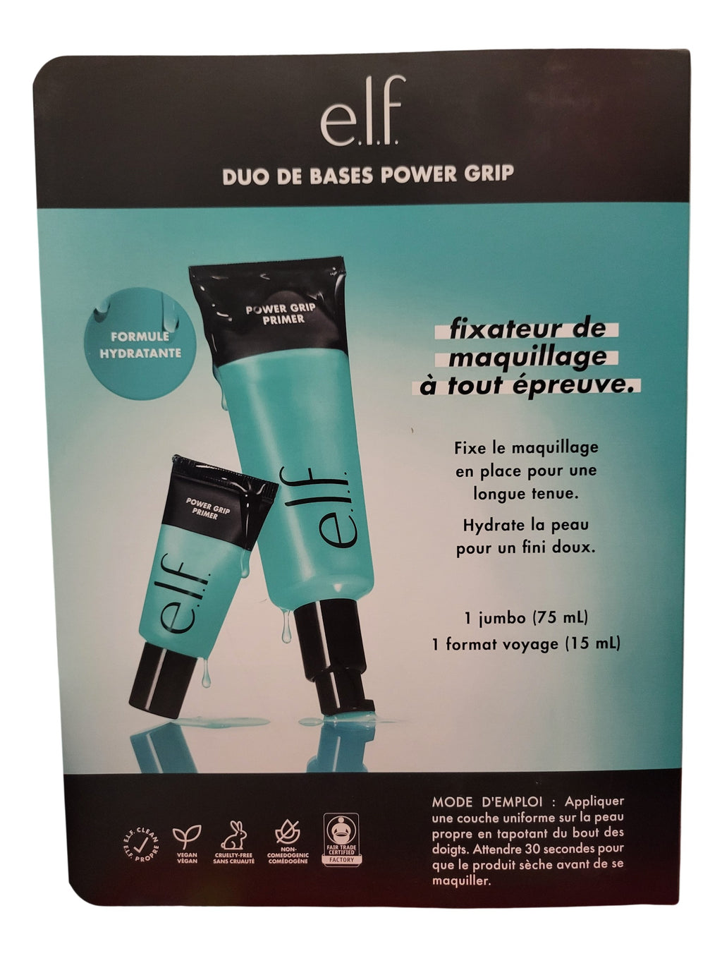 E.L.F Power Grip Primer Duo, Gel-Based & Hydrating Face Primer for Smoothing Skin & Gripping Makeup, Moisturizing & Priming, Vegan & Cruelty-Free, 2 pack, 3 Fl Oz
