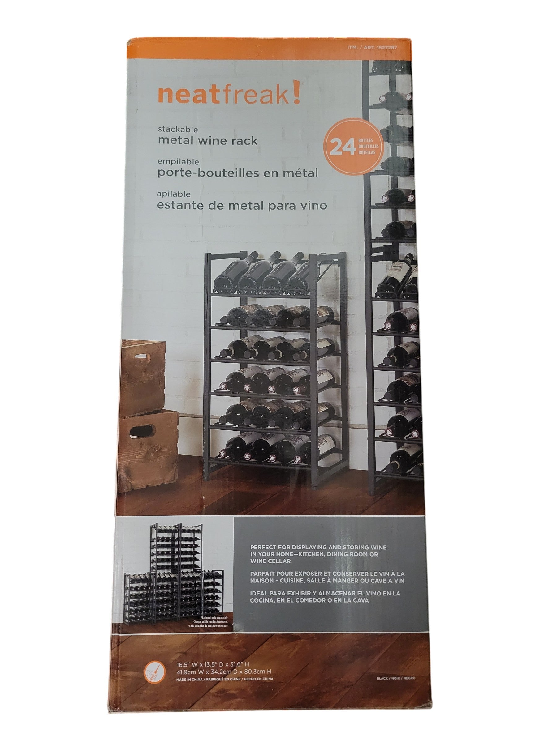 Neatfreak 24 Bottle Stacking Metal Wine Rack - 16.5" w x 13.5" d x 31.6" h
