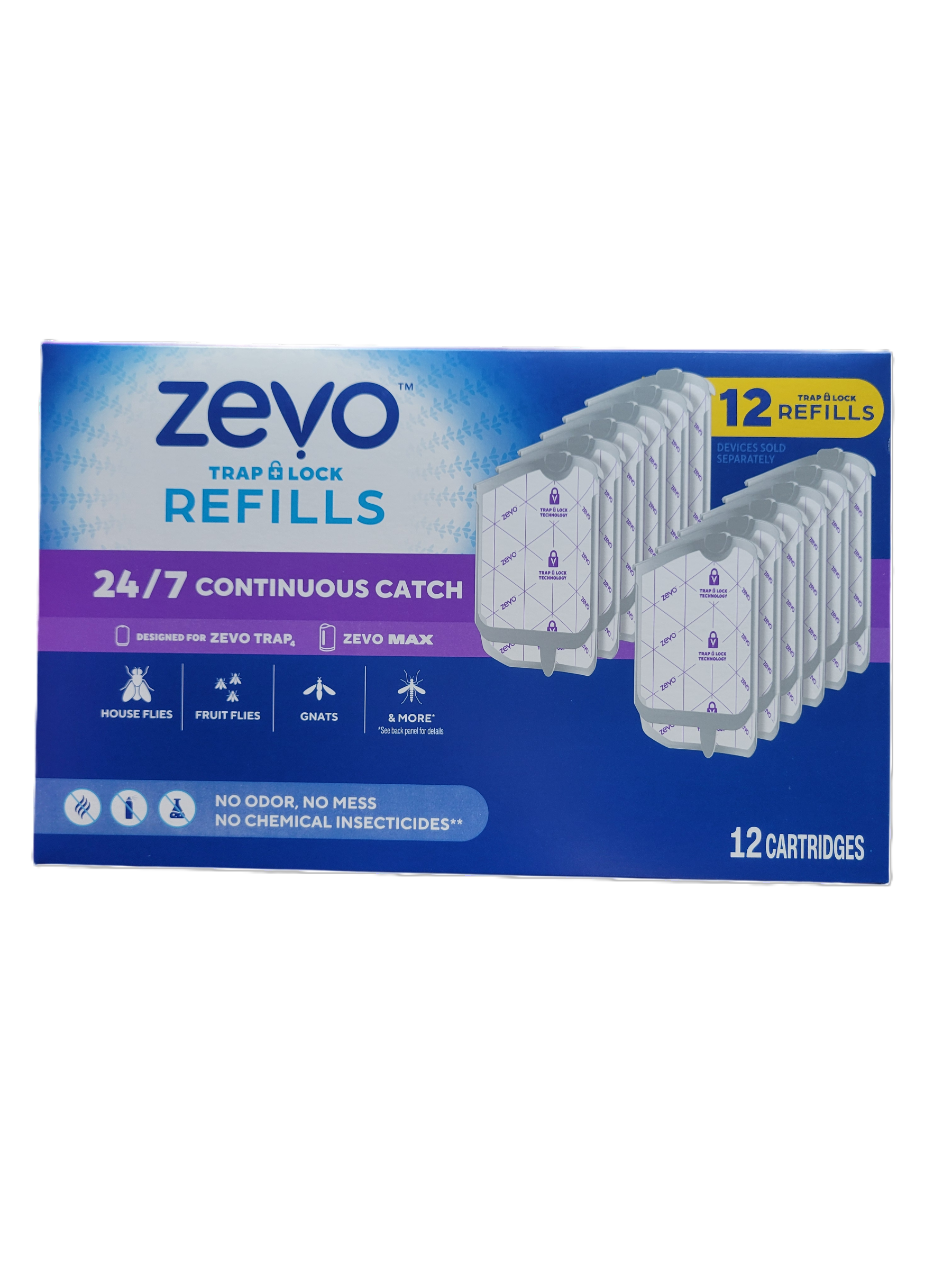 Zevo Trap & Lock Refills, 24/7 Continuous Catch, 12 count