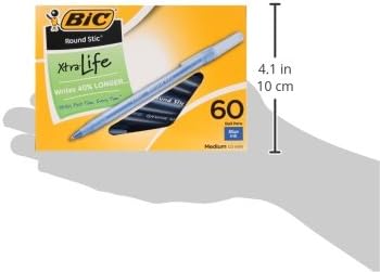 BIC Round Stic Xtra Life Ballpoint Pen, Medium Point (1.0mm), Blue, 60-Count
