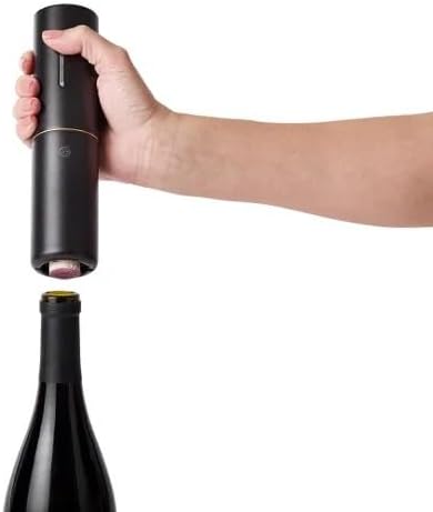 RBT 5-Piece Electric Wine Set with Automatic Corkscrew, Aerator, Foil Cutter, Vacuum Preserver, Charging Base, Black and Gold
