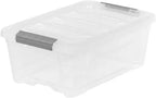 iris Buckle Up Storage Box, 12.9 Quart, Clear, 4 Count