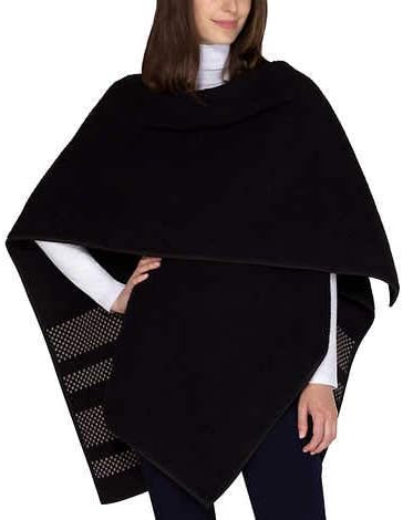 Ike Behar Ladies' Reversible Wrap with High Pile Fleece Black
