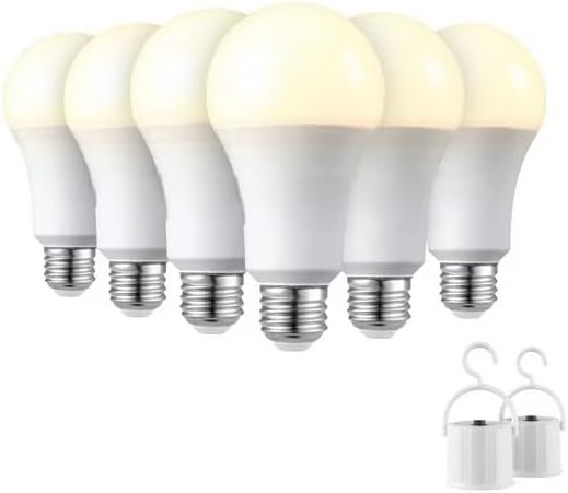 Globe Power Reserve Battery Backup Bulb, 6 Pack + 2 Portable Sockets