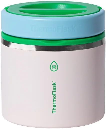 ThermoFlask 20 oz Insulated Food Jar, 2-Pack, Pink and Blue, Hot 12 Hours Cold 24 Hours (Gray and Light Pink)