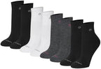 CK High Quarter Socks for Women – 8 Pair Cushioned Ankle Socks – High Quarter Cut, Comfort Design, French Terry Sole (4-10)