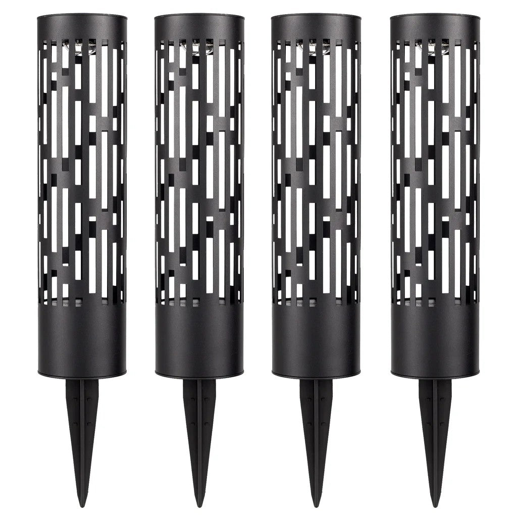 Testrite Solar Pathway Lights with Rotating Light Effects, LED, 50 Lumens, Water Proof, Solar Powered, 360 Degrees, 4 Pack