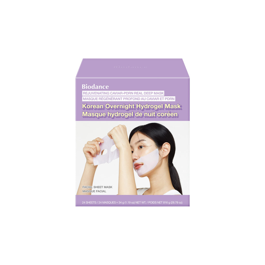 BioDance Rejuvenating Caviar PDRN Real Deep Mask, Overnight Hydrogel Face Mask, Skin Firming, Radiance, Enhancing Skin Recovery, Korean Skin Care, Self Care Gifts | 1.19oz(34g) x 24ea