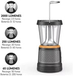 Duracell - 2000 lumens LED flashlight with 360° and 180° illumination for camping, fishing and emergency use, 6 light modes and 3 power supplies available for charging, 1654528