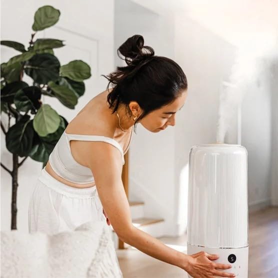 Warm and Cool Mist Ultrasonic Humidifier for Large Rooms - 2 Gallon Top-Fill Tank, UV-C Technology to Reduce Bacteria & Mold, 90-Hour Runtime, Smart Humidistat, Remote & Nightlight