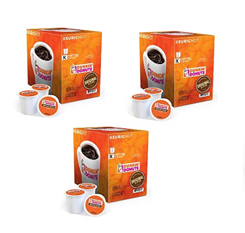 Dunkin' Donuts K-Cups Original Flavor - 24 Count (Pack of 3), Total of 72 Count - Packaging May Vary