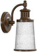 Allen & Roth Outdoor LED Wall Lantern Everdene Bronze with Frosted Crackle Shade