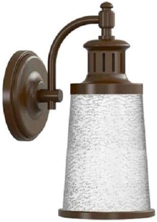 Allen & Roth Outdoor LED Wall Lantern Everdene Bronze with Frosted Crackle Shade