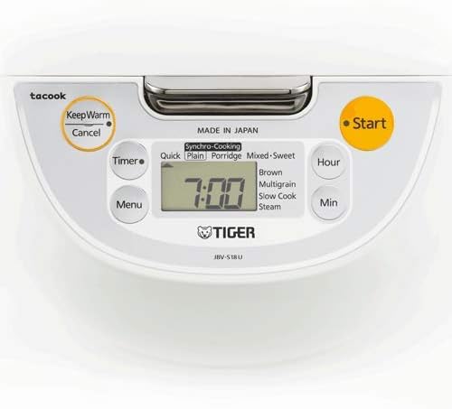 Tiger JBV-S10U Micom Rice Cooker with Tacook Cooking Plate - 5.5Cups - Made in Japan