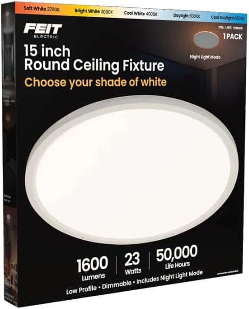 15" 5CCT Edge-Lit Flat Panel LED Ceiling Fixture