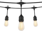 String of lights with three illuminated bulbs on a white background