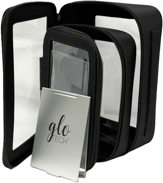 GLO TECH 3-Piece Cosmetic Bag Set – Makeup Bag Duo with Compact Mirror, Travel & Everyday Beauty Organizer (Black)