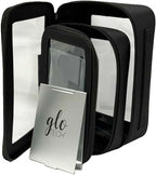 GLO TECH 3-Piece Cosmetic Bag Set – Makeup Bag Duo with Compact Mirror, Travel & Everyday Beauty Organizer (Black)
