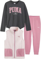 PUMA Kids 3-Piece Vest Set – Full Zip Vest, Long Sleeve Tee & Jogger