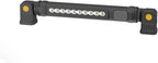 Black light bar with white LED lights on a white background