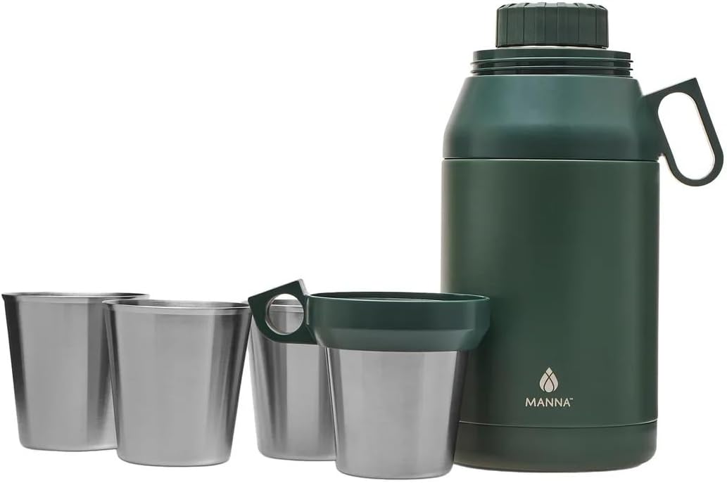 64oz Double Walled Jug with 4 Stackable Stainless Steel Cups