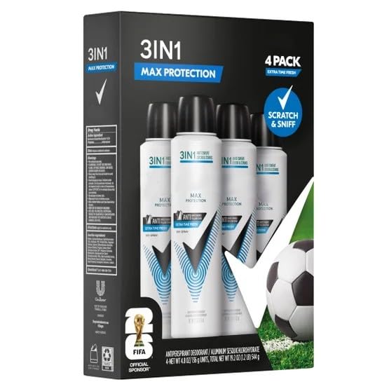 Degree Max Protection 3-in-1 Anti Sweat, Anti-Odor, Anti-Stains, Anti-white Marks, Anti-Yellow stain, Extra Time Fresh, 4 pack, 4 x 4.8 oz
