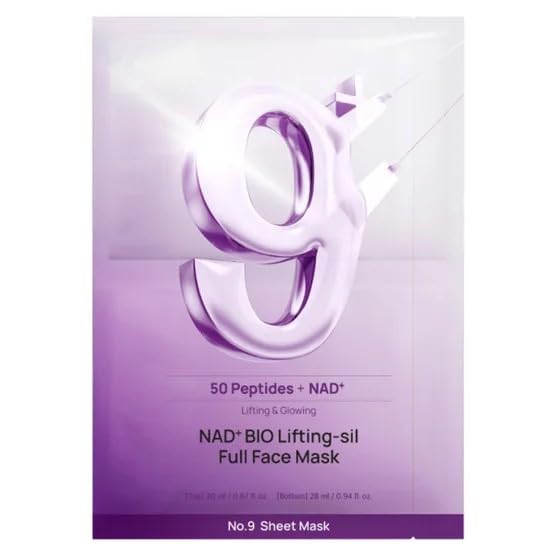 NAD+ BIO Lifting-sil Full Face Mask packaging with No.9 branding on a white background