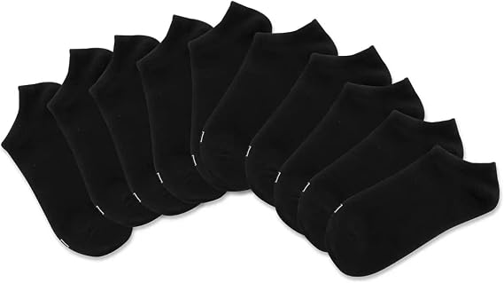 K BELLS No Show Socks, 10 Pairs, Assorted Solids and Stripes, Fits Shoe Sizes 5.5-10