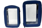 GLO TECH 3-Piece Cosmetic Bag Set – Makeup Bag Duo with Compact Mirror, Travel & Everyday Beauty Organizer (Blue)