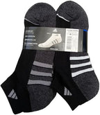 adidas 6 Pairs Men's Low Cut Socks 6 Pack for Shoe Size 6-12 Black, Black, 6-12