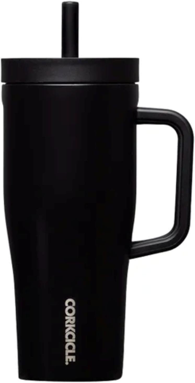 Corkcicle Leakproof Hydration Set, 2-Pack Go Cup XL (30oz) and Cruiser (22oz) Insulated Tumblers with Straws Black/Teal