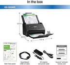 Epson Workforce ES-500WR Wireless Color Receipt & Document Scanner for PC and Mac, Auto Document Feeder (ADF), Black