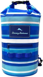 Blue and white striped bag with Tommy Bahama logo
