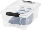 iris Buckle Up Storage Box, 12.9 Quart, Clear, 4 Count