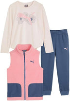 PUMA Kids 3-Piece Vest Set – Full Zip Vest, Long Sleeve Tee & Jogger