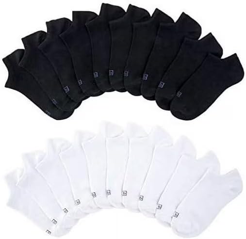 K BELLS No Show Socks, 10 Pairs, Assorted Solids and Stripes, Fits Shoe Sizes 5.5-10