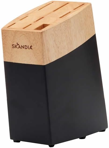 Skandia Constract 10-Piece Knife Block Set – Medium, Silver Stainless Steel Kitchen Knives with Wood Storage Block, Precision Cutting Tools for Everyday Cooking