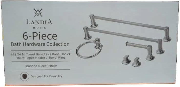 Landia Home 6-piece Bath Hardware Collection | Brushed Nickel Finish