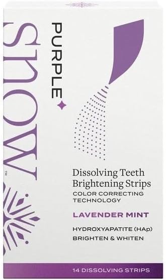 Snow Dissolving Teeth Whitening Strips, 4 in 1 Formula, Lavender Mint, 56 Count