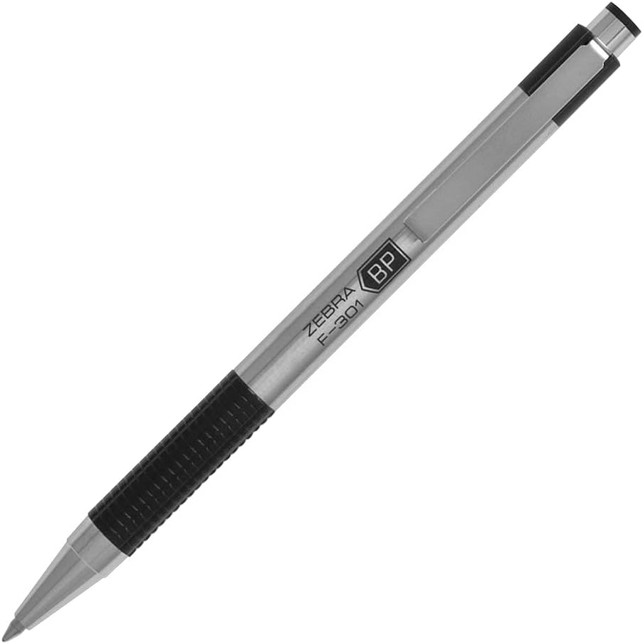 Zebra 16 x F-301 Ballpoint Stainless Steel (Black) + 1 x G-350 Gel Pen