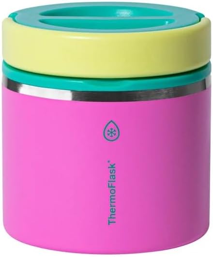 ThermoFlask 20 oz Insulated Food Jar, 2-Pack, Pink and Blue, Hot 12 Hours Cold 24 Hours (Pink and Yellow)