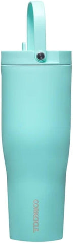 Corkcicle Leakproof Hydration Set, 2-Pack Go Cup XL (30oz) and Cruiser (22oz) Insulated Tumblers with Straws Black/Teal