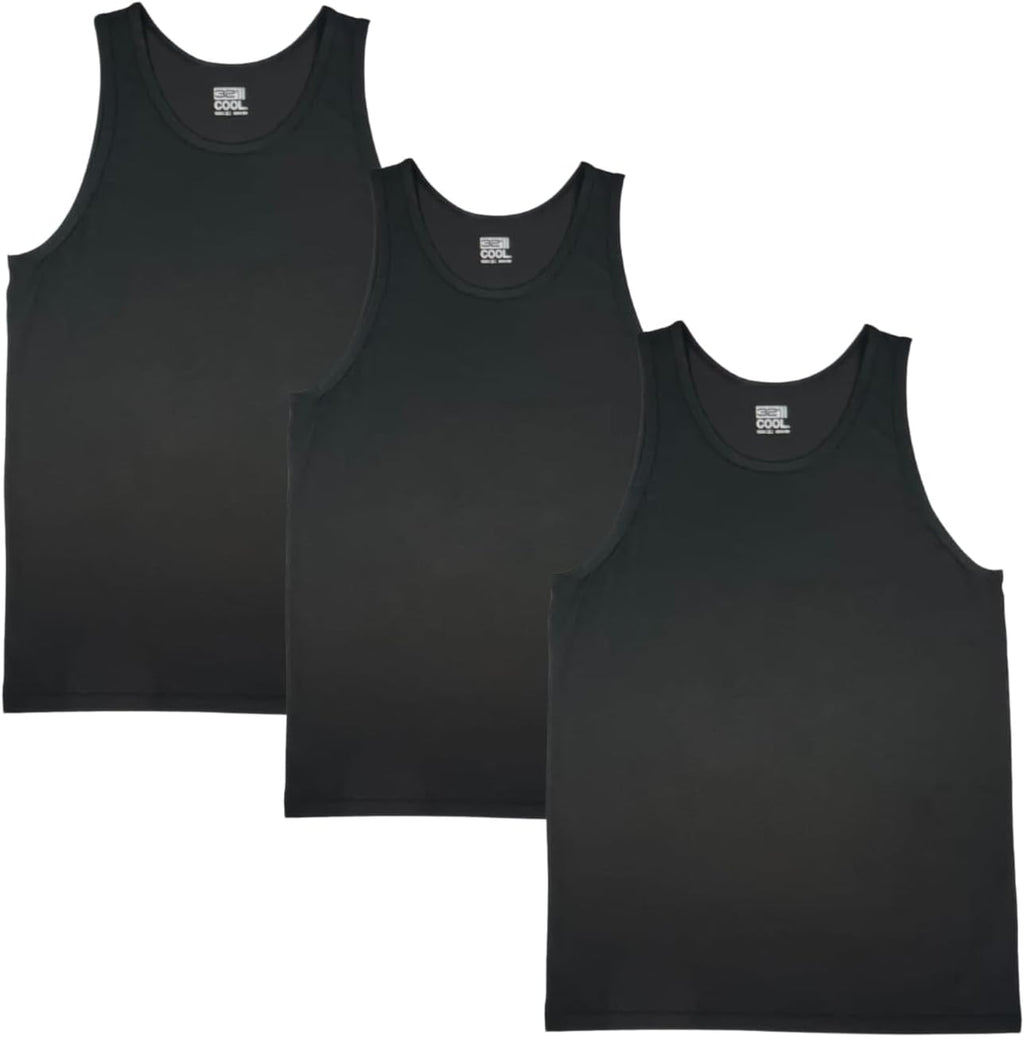 32 Degree Comfort Mesh Tank Top, 3 Pack, Large Black