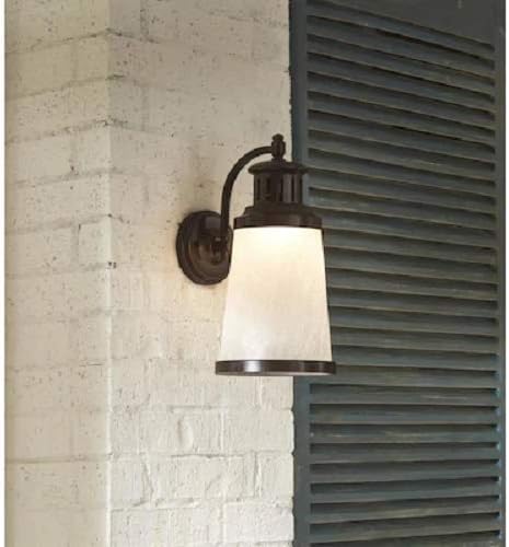 Allen & Roth Outdoor LED Wall Lantern Everdene Bronze with Frosted Crackle Shade