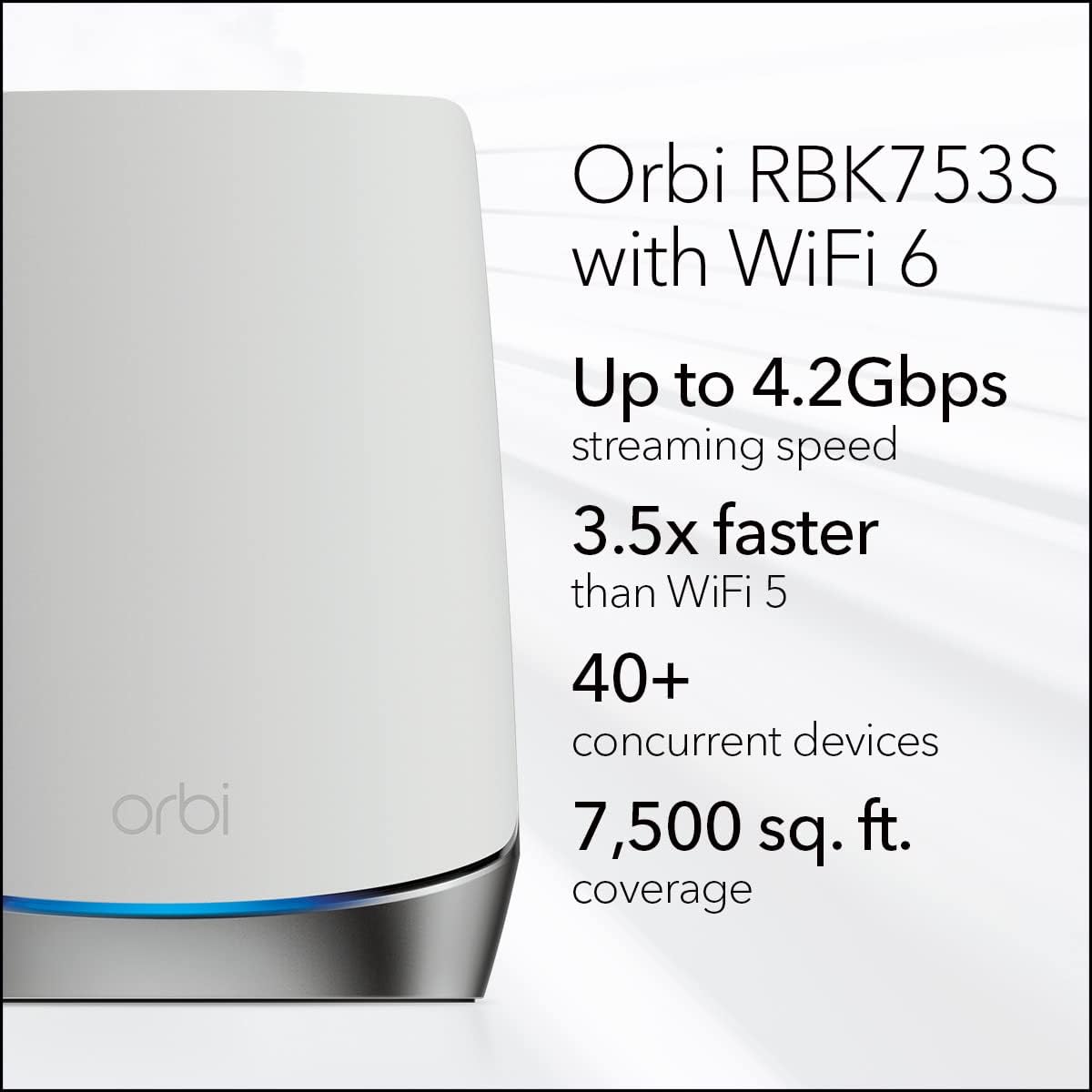 NETGEAR Orbi Whole Home Tri-Band Mesh WiFi 6 System (RBK753S) – with 1-Year NETGEAR Armor Internet Security – Router with 2 Satellite Extenders | Coverage up to 7,500 sq.ft, 40 Devices | 4.2Gbps