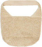Women's Raffia Tote Bag – Handwoven Beige Paper Straw Summer Purse – Top Clasp Closure & Fully Lined Cotton Interior – Elegant Vacation Beach Bag & Everyday Shoulder Tote