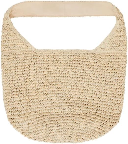 Women's Raffia Tote Bag – Handwoven Beige Paper Straw Summer Purse – Top Clasp Closure & Fully Lined Cotton Interior – Elegant Vacation Beach Bag & Everyday Shoulder Tote